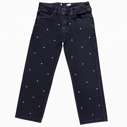 DIAMANTES ALLOVER DENIM PANT