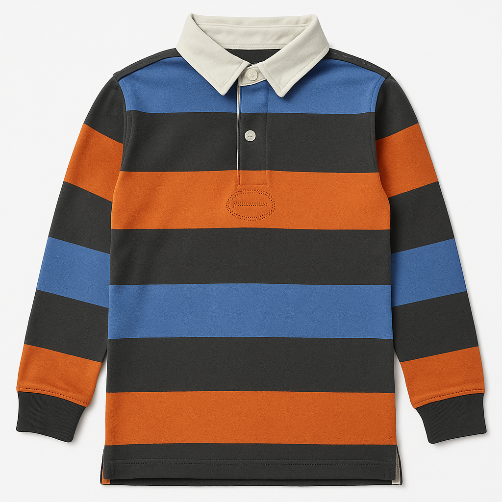Orange blue stripe polo shirt