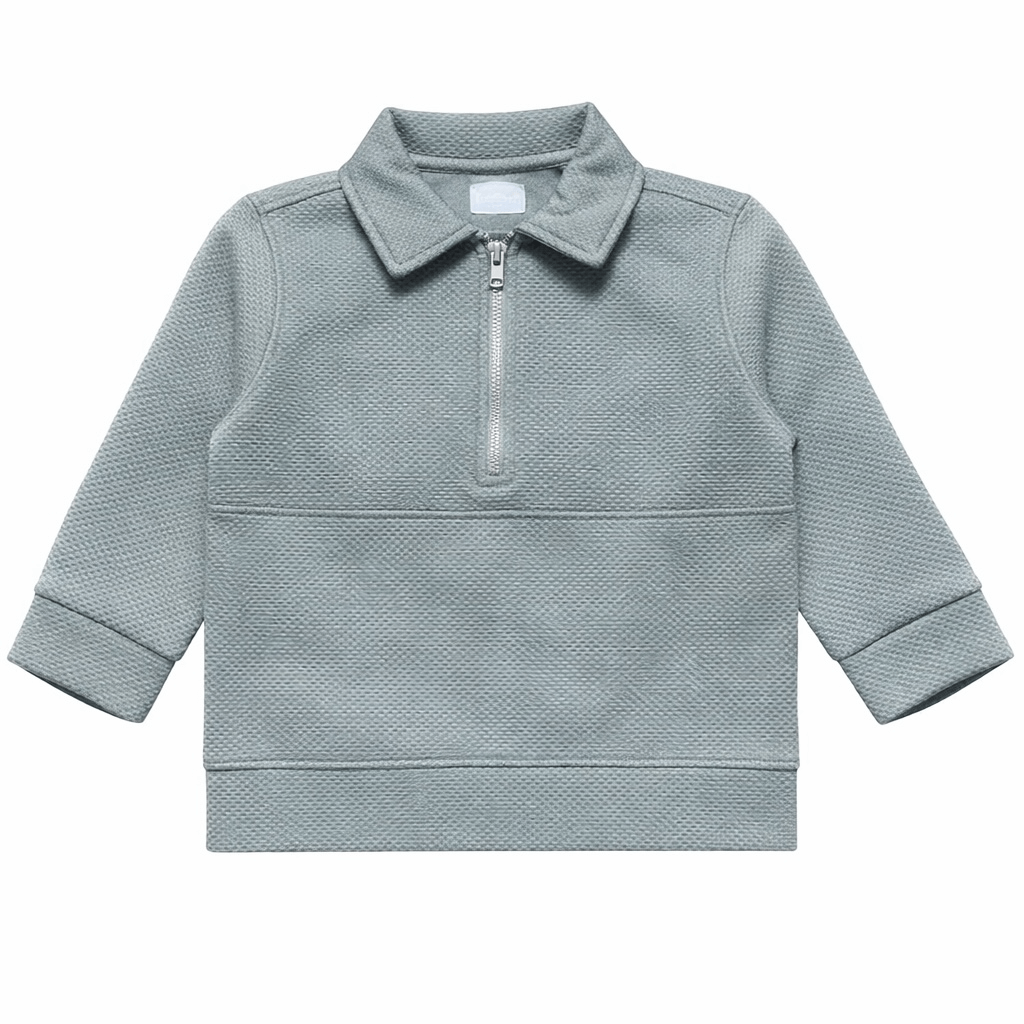 ZIPPER PATTERN FABRIC POLO SHIRT