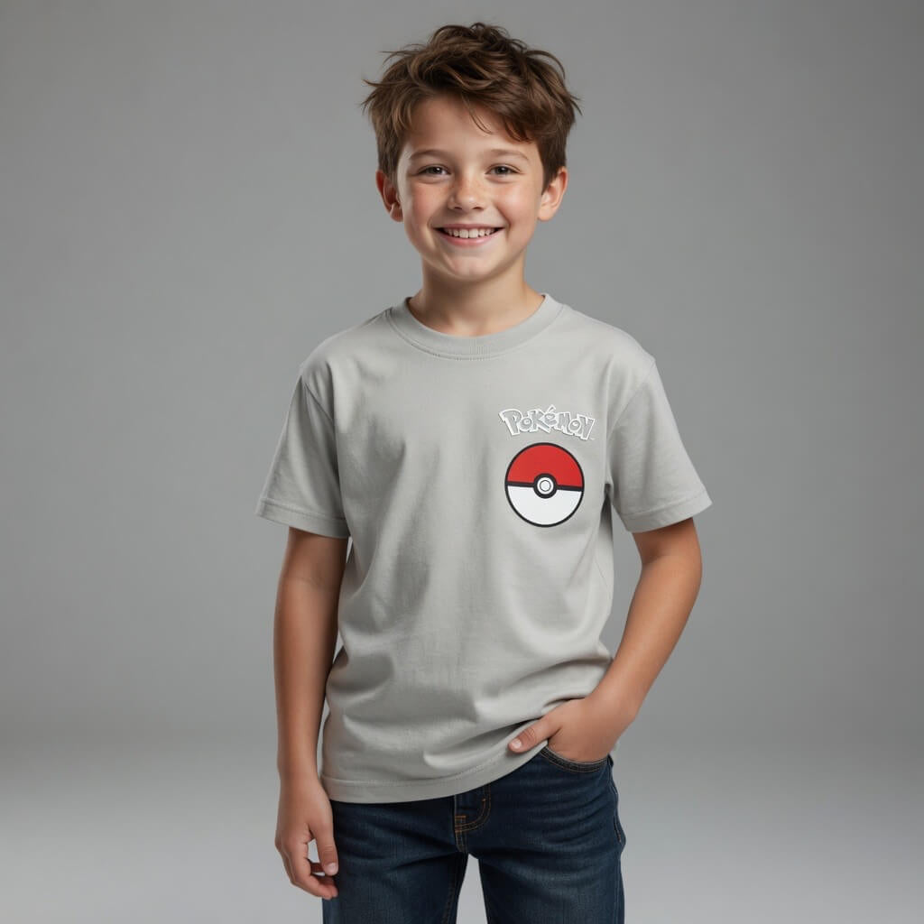 POKEMON LIGHT GREY T-SHIRT