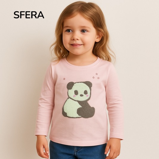 PANDA APPLIQUE PINK T-SHIRT