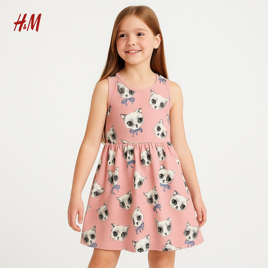CAT PATTERNED COTTON FROCK