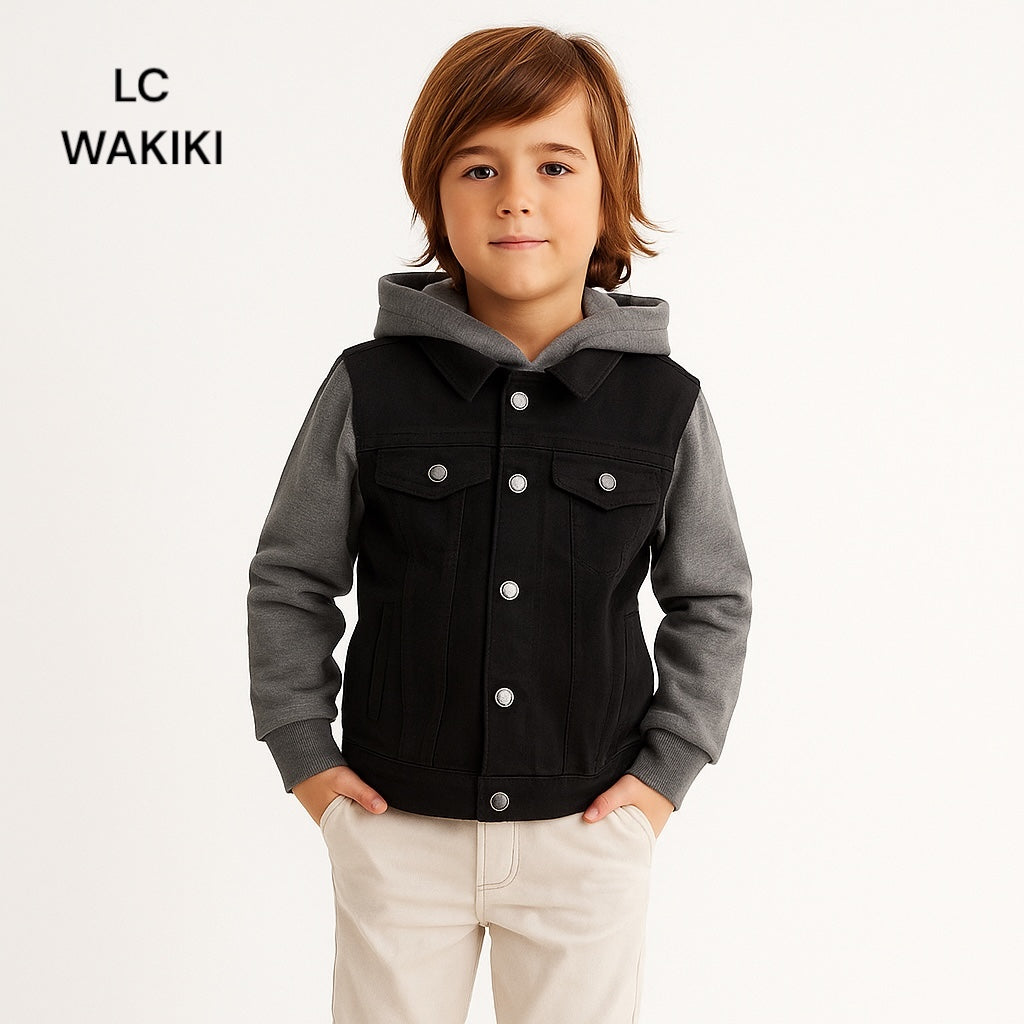 DENIM HOODED JACKET BLACK