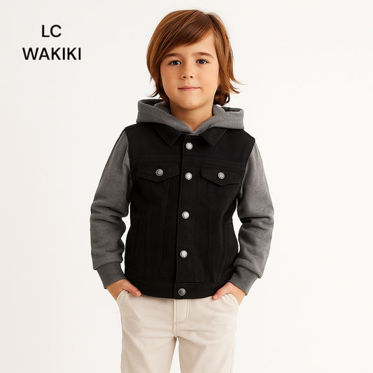 DENIM HOODED JACKET BLACK