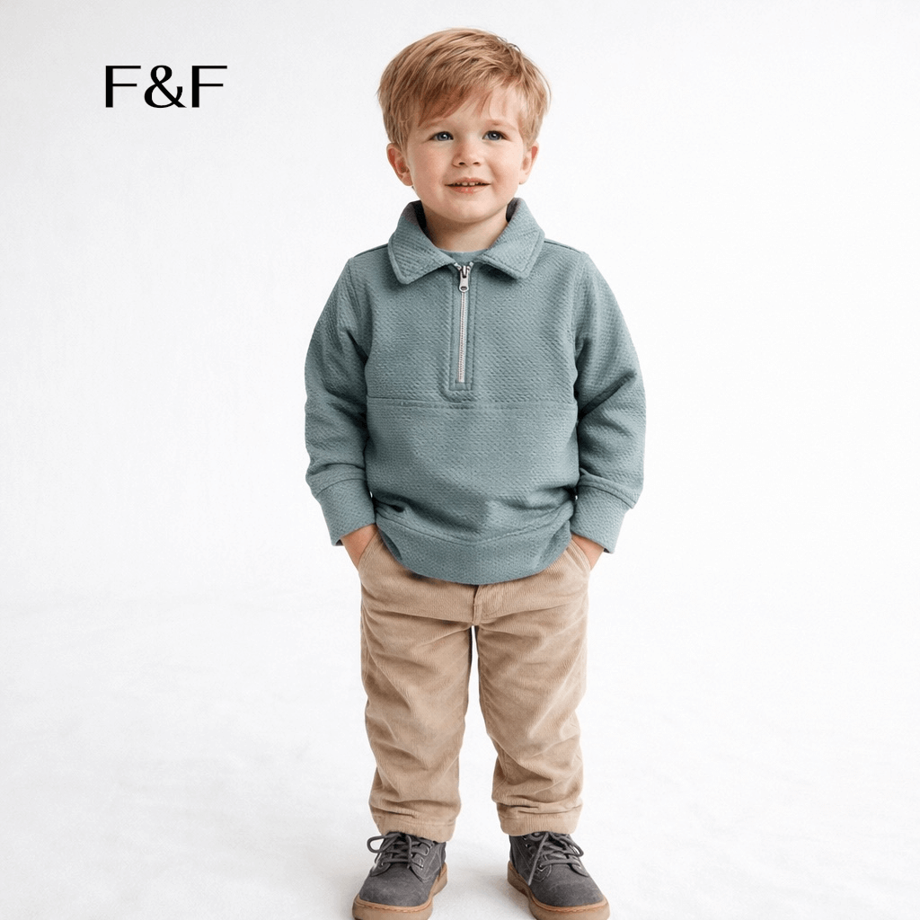 ZIPPER PATTERN FABRIC POLO SHIRT