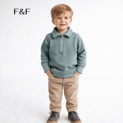 ZIPPER PATTERN FABRIC POLO SHIRT