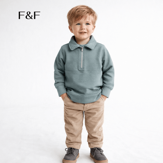 ZIPPER PATTERN FABRIC POLO SHIRT