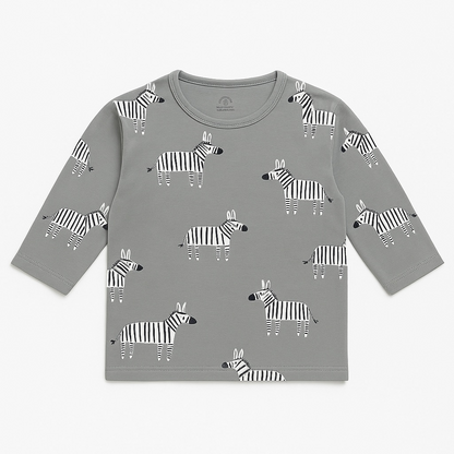ZEBRA ALLOVER PRINT GREY T-SHIRT