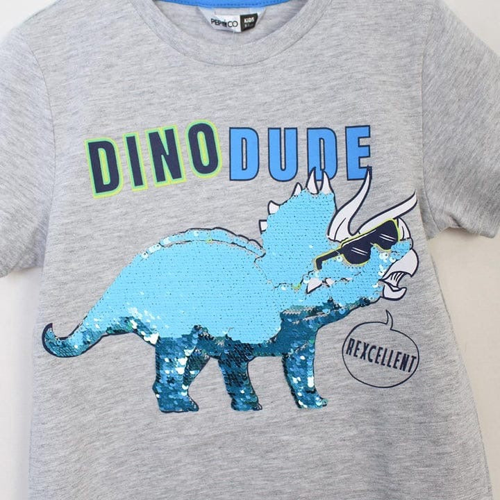 Dino dude shiny embroidery t-shirt