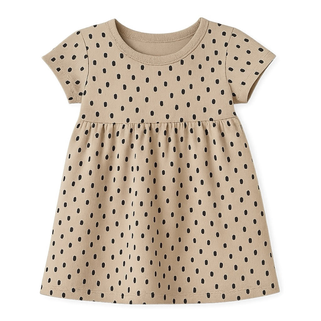 DOTTED PRINT BROWN FROCK