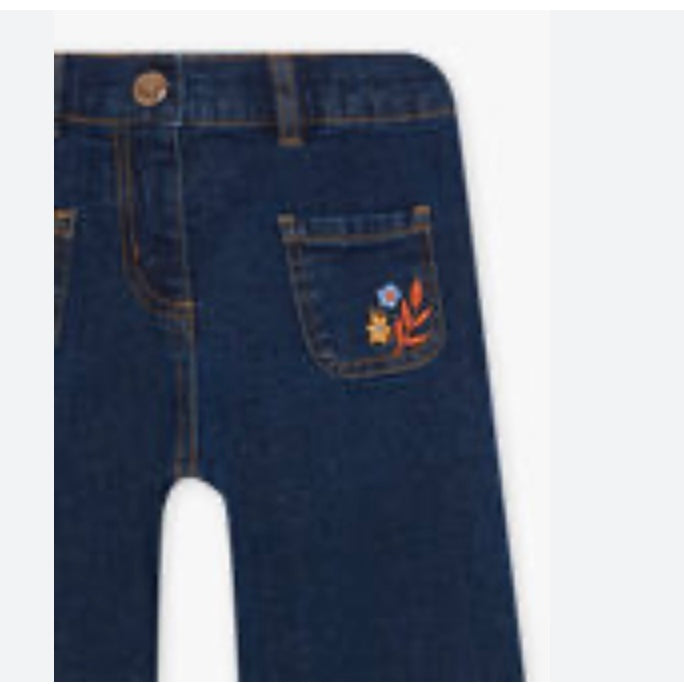 SM embroidery denim pant