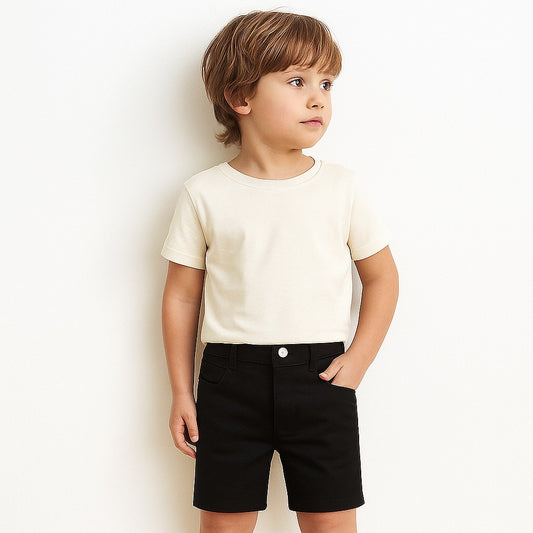 Durable and Flexible Black Denim Shorts Perfect for Baby Boys on the Go