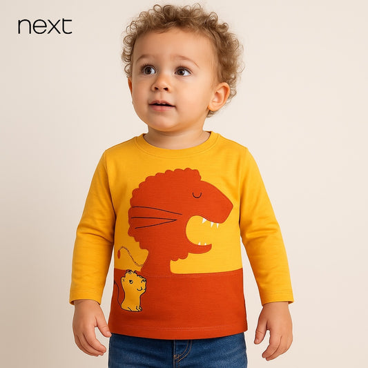 yellow lion appliqué shirt