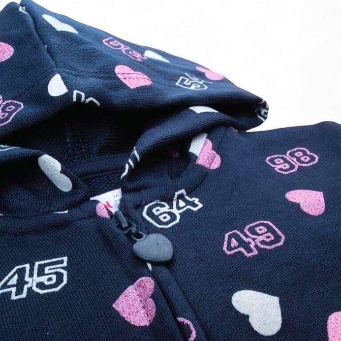 GLITTER HEART NAVY BLUE HOODIE