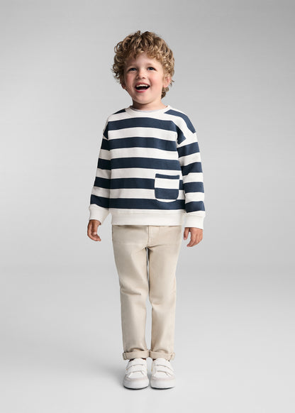 POCKET STYLE STRIPE SWEATSHIRT