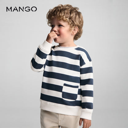 POCKET STYLE STRIPE SWEATSHIRT