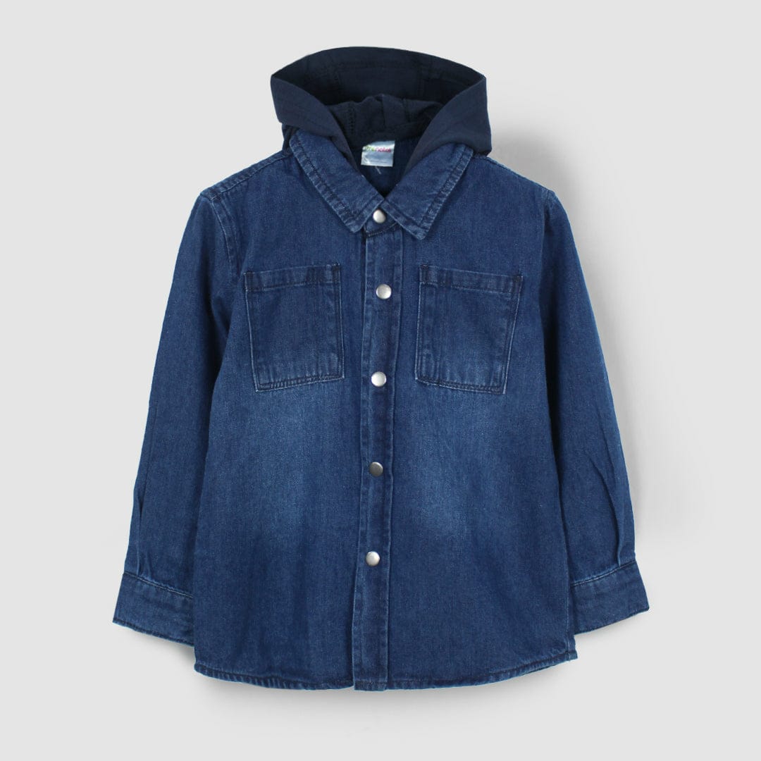 HOODED DENIM SHIRT