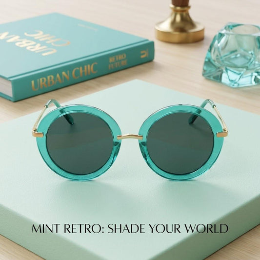 TRANSPARENT GREEN ROUND FRAME SUNGLASSES