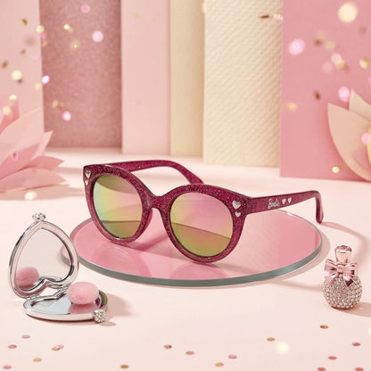 PINK HEARTS GLITTER SUN GLASSES