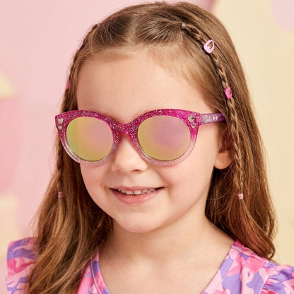 PINK HEARTS GLITTER SUN GLASSES