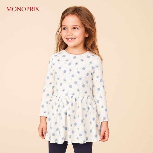 TEENS WHITE PRINTED FROCK