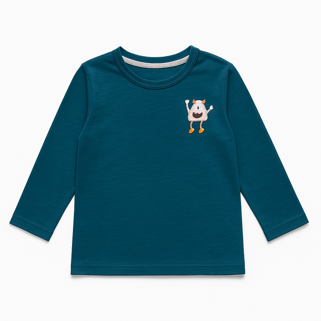BLUE EMBROIDERY T-SHIRT