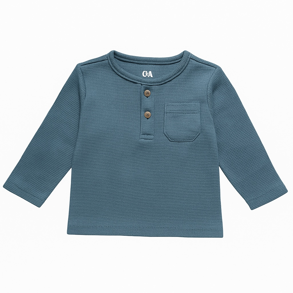 BUTTON DOWN KNITTED BLUE T-SHIRT