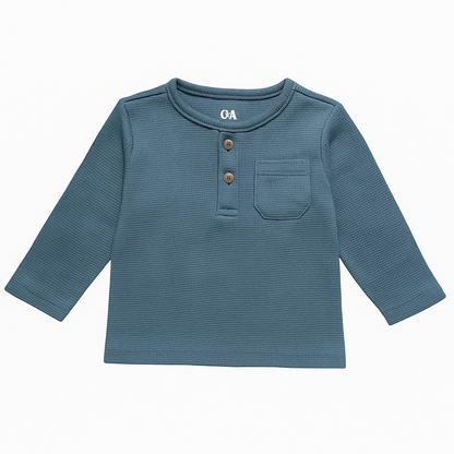 BUTTON DOWN KNITTED BLUE T-SHIRT