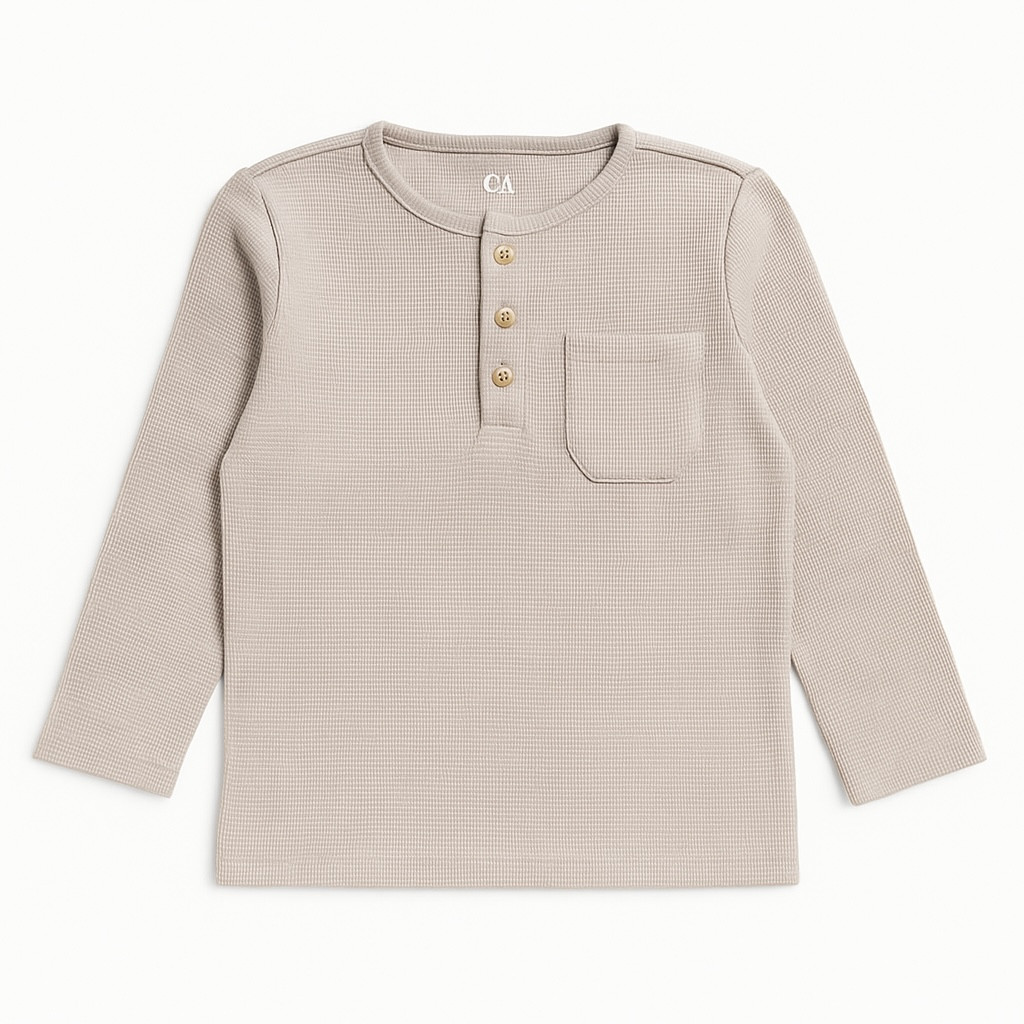 BUTTON DOWN LIGHT BROWN T-SHIRT