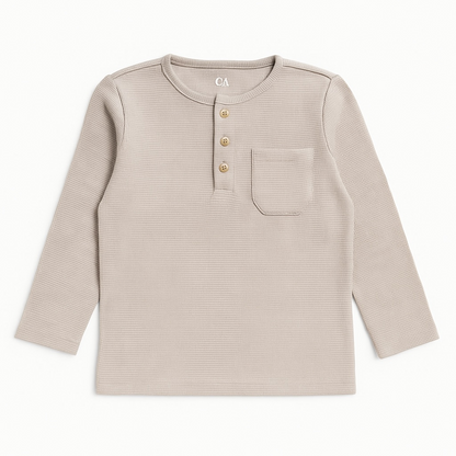 BUTTON DOWN LIGHT BROWN T-SHIRT