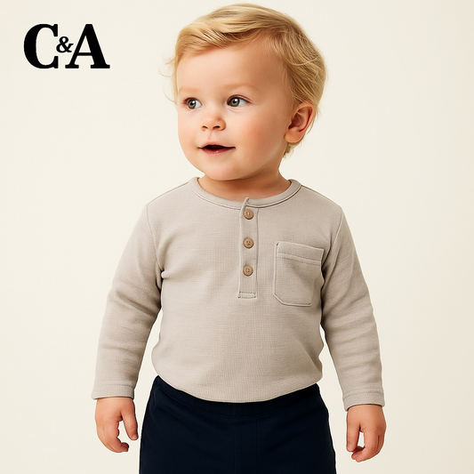 BUTTON DOWN LIGHT BROWN T-SHIRT