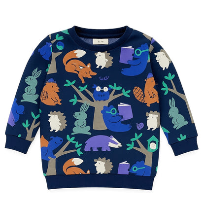 JUNGLE PRINT NAVY BLUE SWEATSHIRT