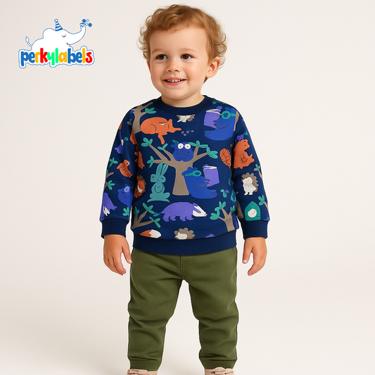 JUNGLE PRINT NAVY BLUE SWEATSHIRT