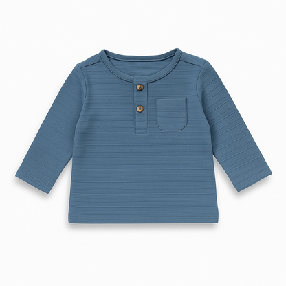 BUTTON DOWN BLUE T-SHIRT