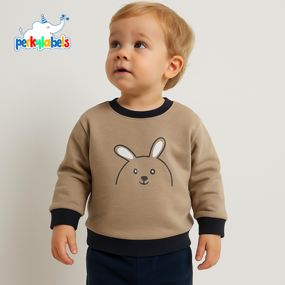 CUTE PRINT LIGHT BROWN SWEATSHRT