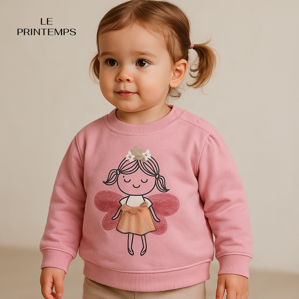 CUTE APPLIQUE PINK SWEATSHIRT