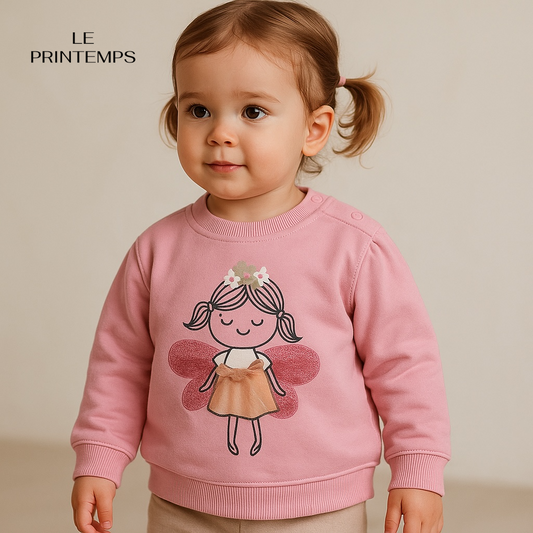 CUTE APPLIQUE PINK SWEATSHIRT