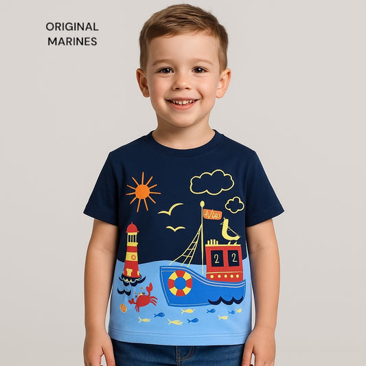 Ship print t-shirt