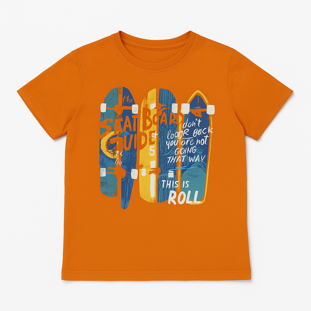 SKATEBOARD GUIDE ORANGE T-SHIRT