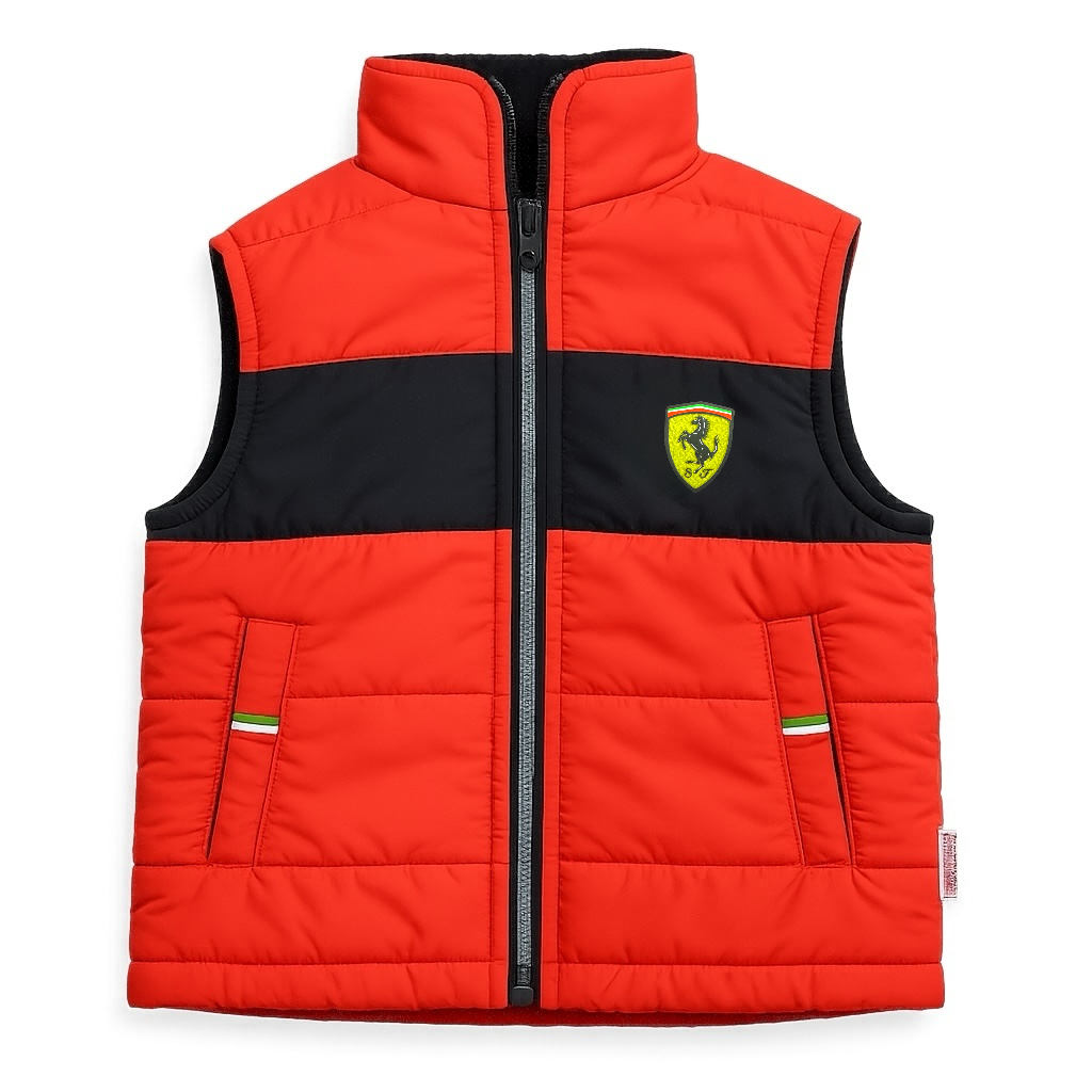 BLACK AND RED SLEEVELESS JACKET