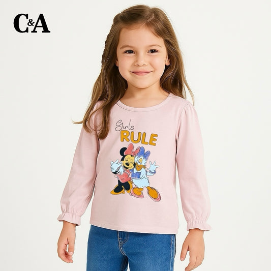 GIRLS RULE BABY PINK T-SHIRT
