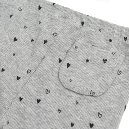 LIGHT GREY HEART PRINT RIBBED LEGGING