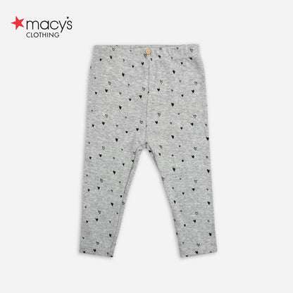 LIGHT GREY HEART PRINT RIBBED LEGGING