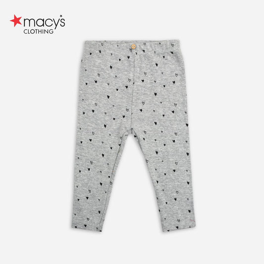 LIGHT GREY HEART PRINT RIBBED LEGGING