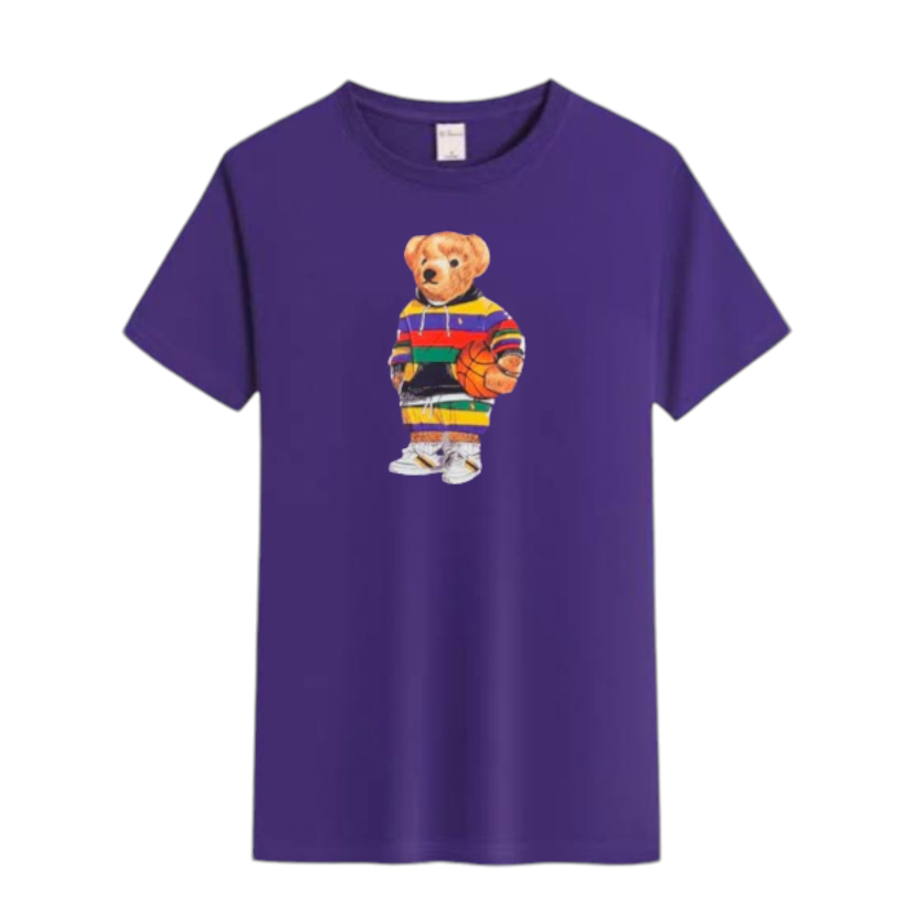 Printed bear purple t-shirt