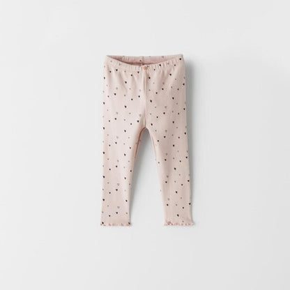 PINK HEART PRINTED RIBBED LEGGING