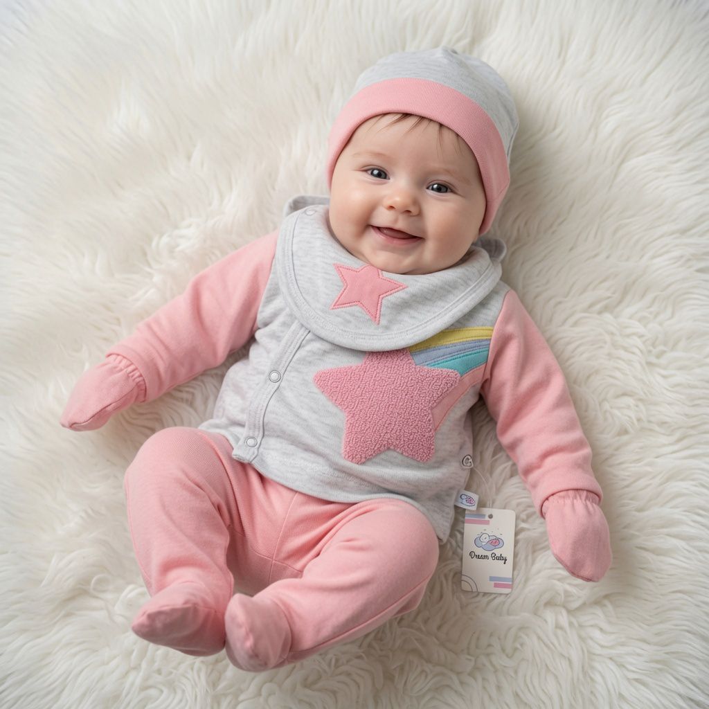 STAR APPLIQUE 5 PC SET PINK