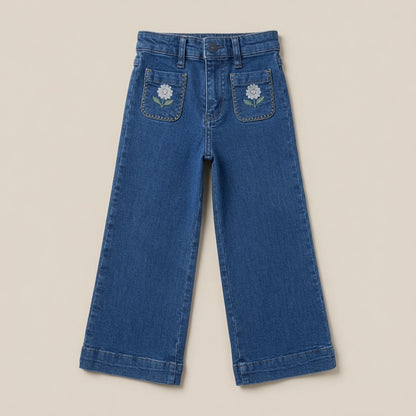 FLORAL EMBROIDERY DENIM PANT