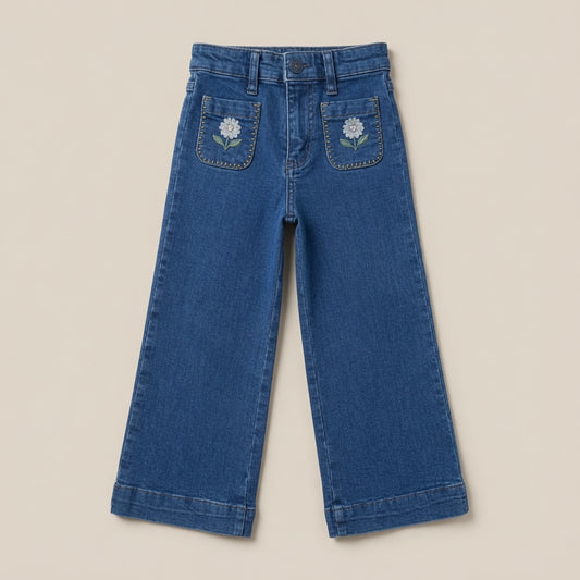 FLORAL EMBROIDERY DENIM PANT