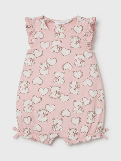 TEDDY HEARTS PINK ROMPER